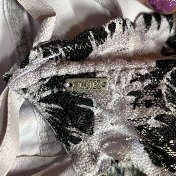 Victoria Secret PINK Black & White Lace Bralette - Picture 5 of 6